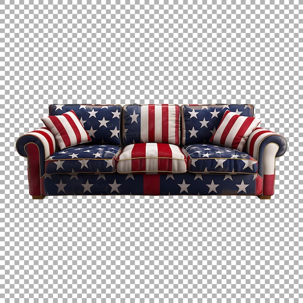 USA Flag on Sofa on Transparent Background Ai Generated