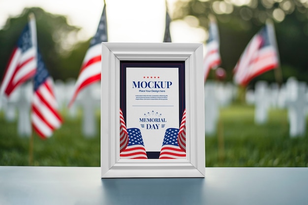 Usa memorial day frame or card mock-up design