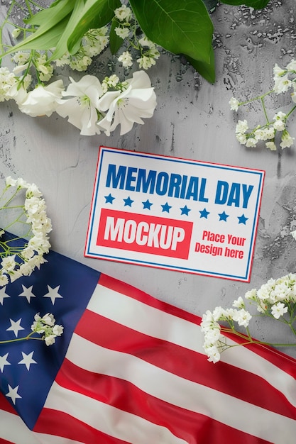 Usa memorial day frame or card mock-up design