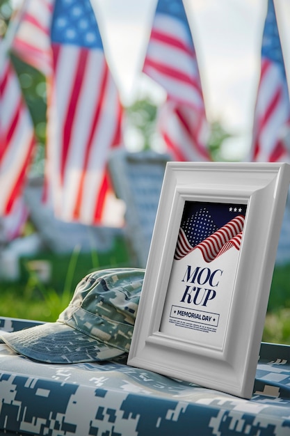 Usa memorial day frame or card mock-up design