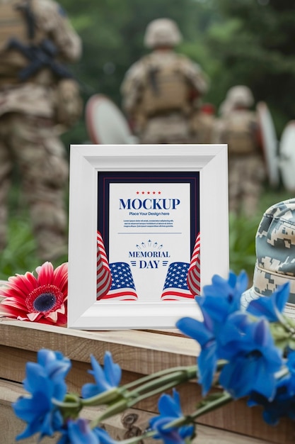 Usa memorial day frame or card mock-up design