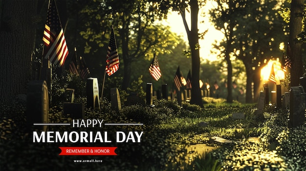 PSD usa memorial day greeting card design template honoring all who served