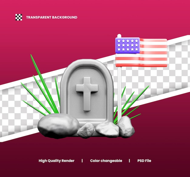 PSD usa memory day 3d icon