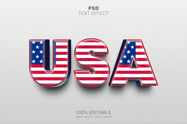 USA PSD Editable 3D Text Effect Design