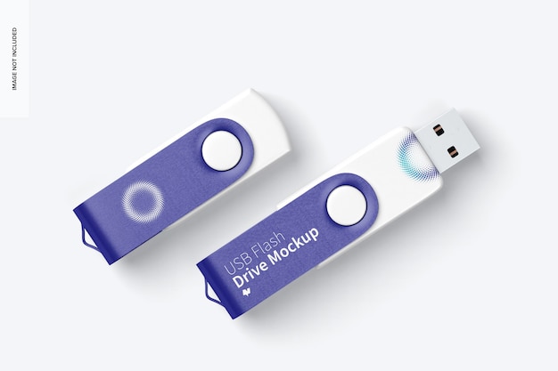 USB Flash Drives Mockup, Top View