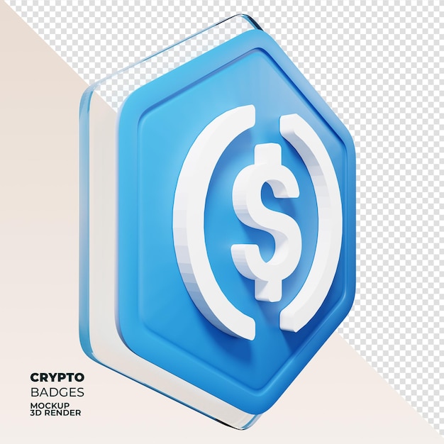 USD Coin Badge Left View 3D rendering coin