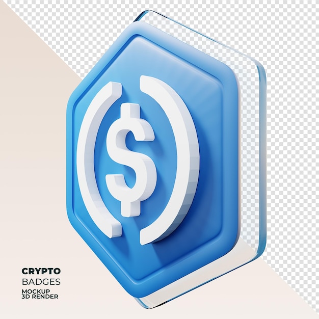 USD Coin Badge Right View 3D rendering coin