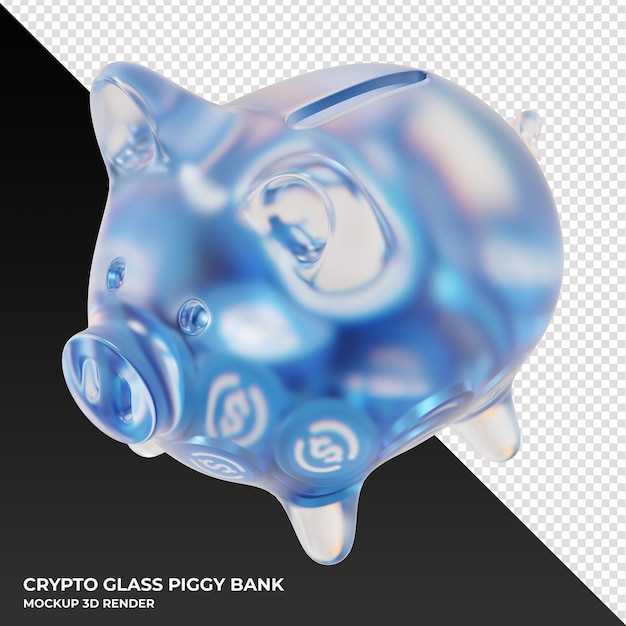 USD Coin USDC Glass piggy bank with crypto coins 3d illustration