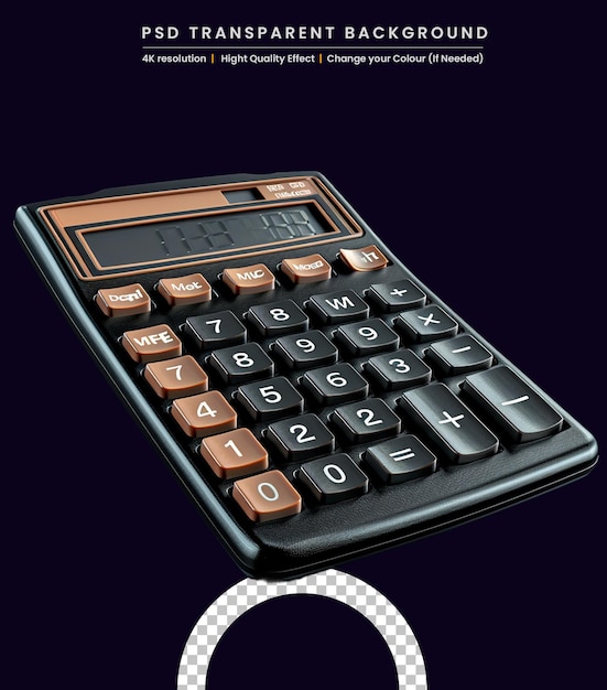 PSD used simple pocket calculator on isolated bkack background