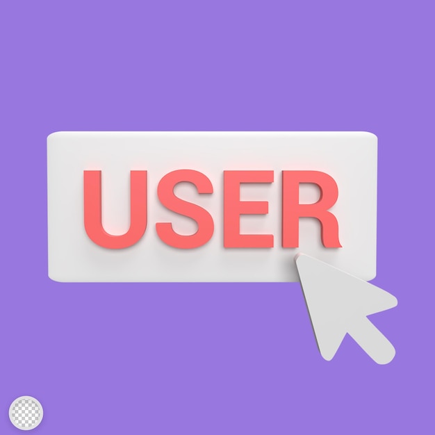 User click with cursor 3d icon model cartoon style concept render illustration