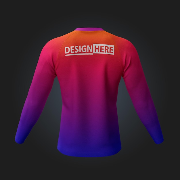 V neck raglan longsleeve jersey mockup back view