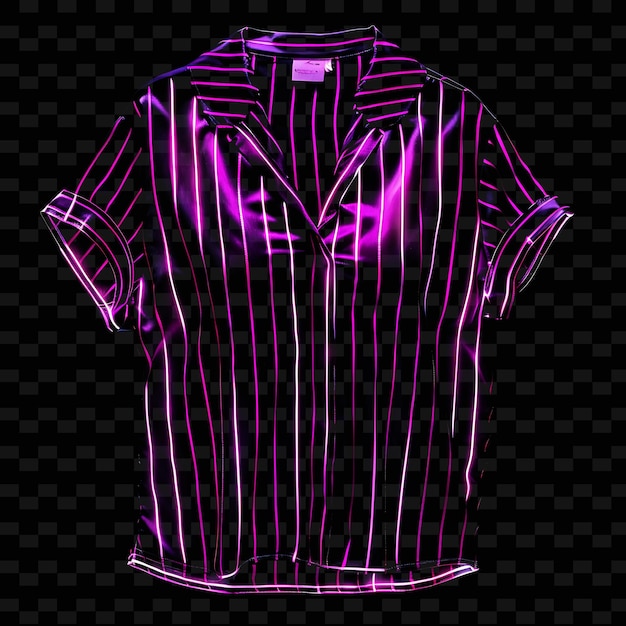 V Neck Shirt With Striped Pattern Made With Rayon Crepe Glow PNG Unique Neon Fashion Clothing