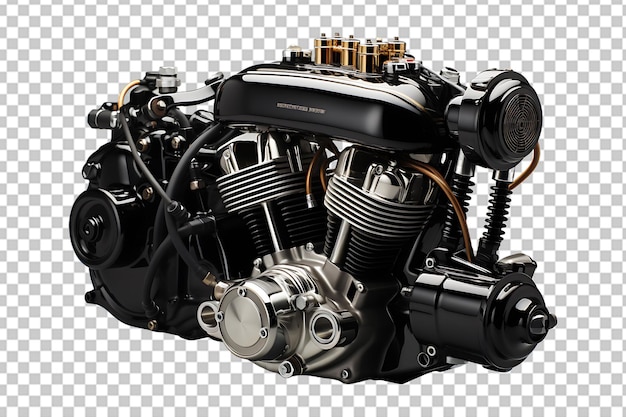 PSD v shape vintage motorcycle engine isolated on transparent background