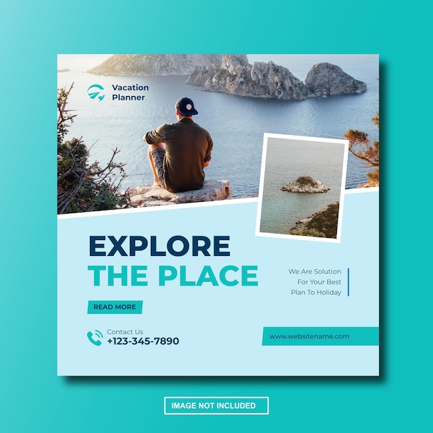 Vacation planner instagram post social media template