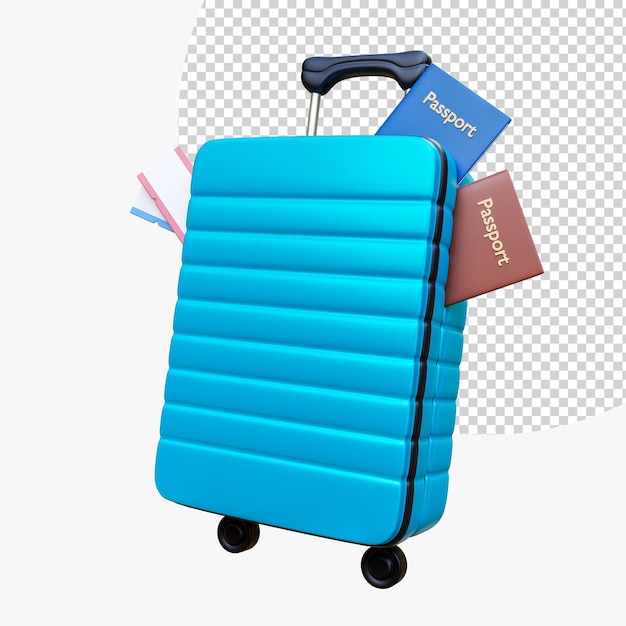 Vacation and travel Trip planning world tour with Luggage passport and travel accessories Leisure holiday concept 3d rendering