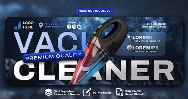 PSD vacuum cleaner banner template design