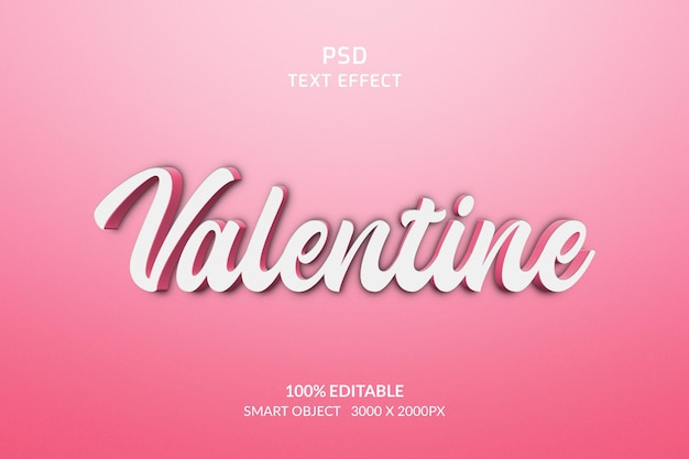 Valentine 3d text style effect Psd template