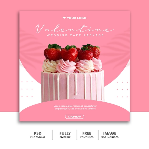 Valentine Cake Pink banner template