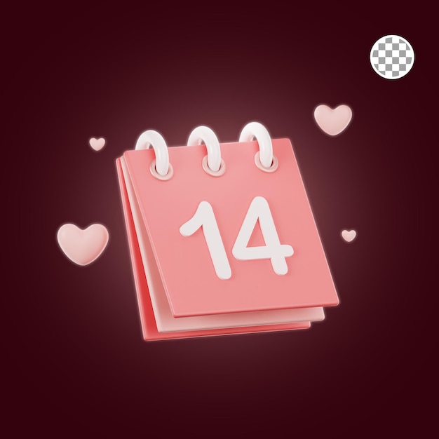 Valentine calendar 3d Illustration