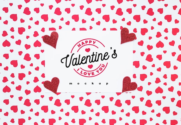 Valentine card mockup with composition of objects