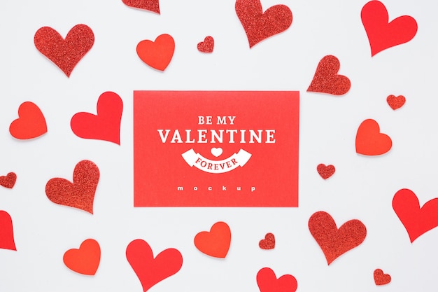 Valentine card mockup with composition of objects