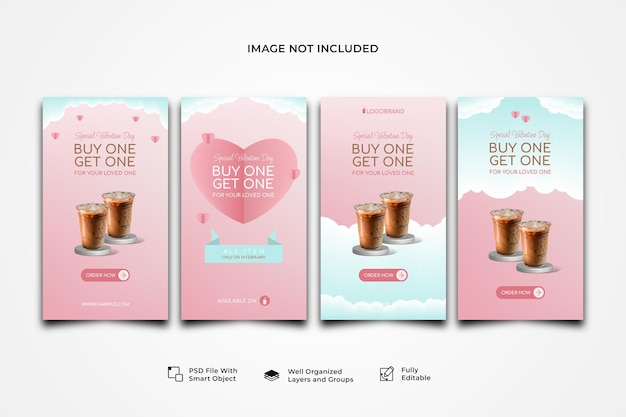 Valentine Coffee Sale Social Media Instagram Story Template Collection