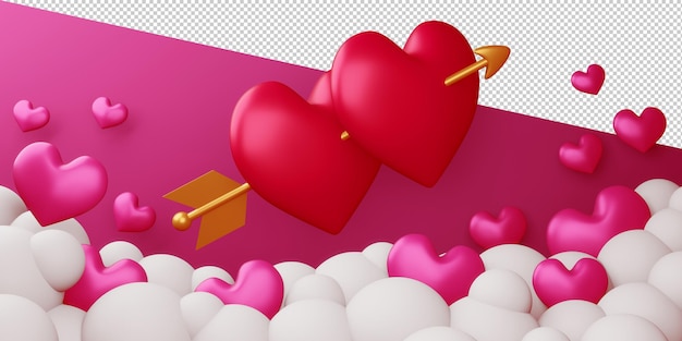 Valentine concept of love card in 3d rendering