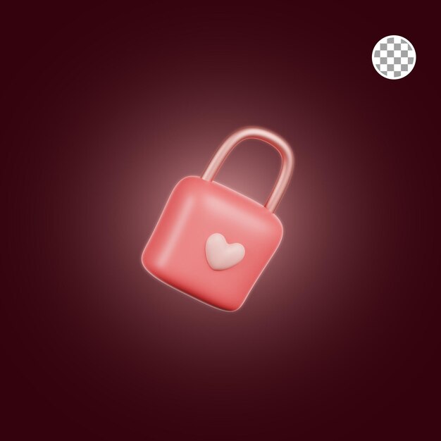 Valentine couple love lock 3d Illustration