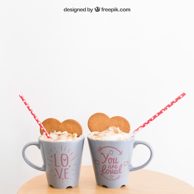 PSD valentine cup mockup