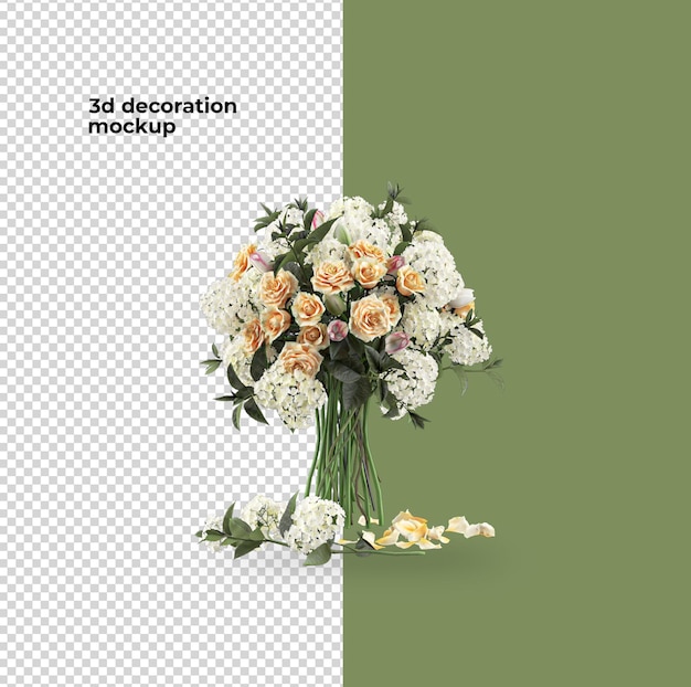 Valentine day decoration flowers mockup design