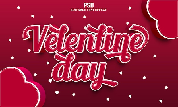 Valentine day red color  3d editable text effect Premium Psd with background