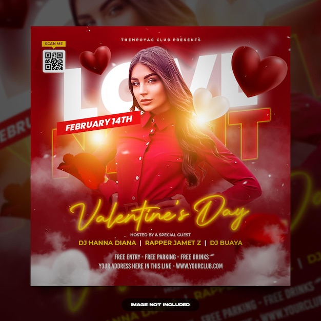 Valentine flyer template social media post