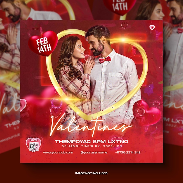 Valentine flyer template social media post