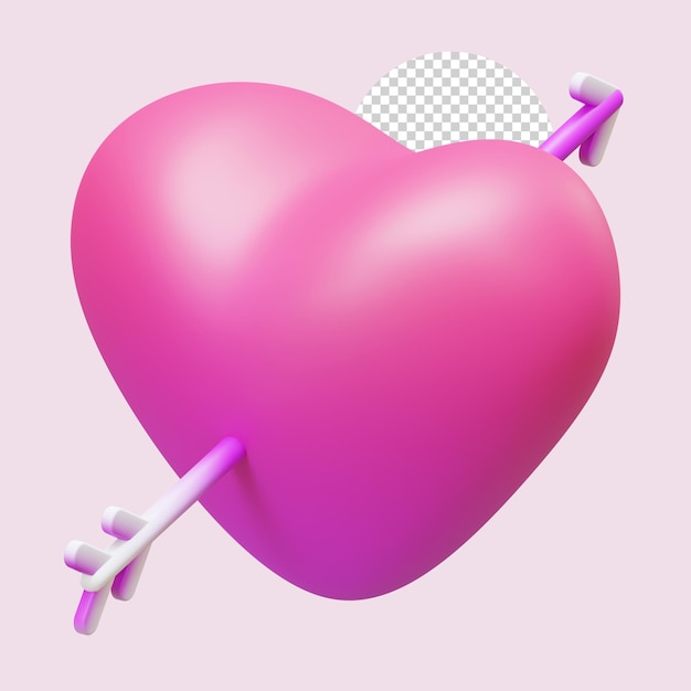 Valentine Heart And Arrow Isometric 3D Render Element