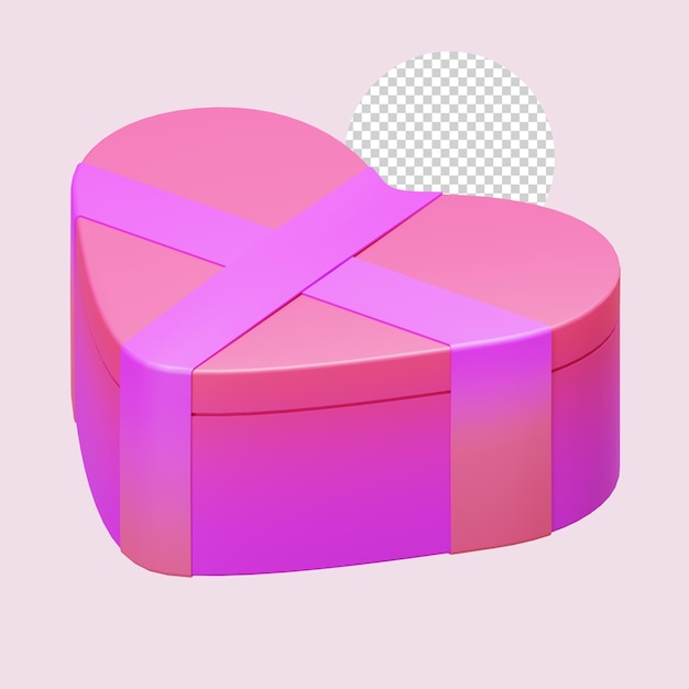 Valentine Heart Shaped Gift Isometric 3D Render Element