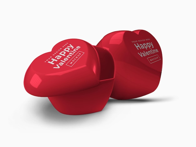 Valentine Love Heart Container with Lid Mockup 