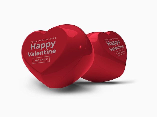 Valentine Love Heart Container with Lid Mockup 