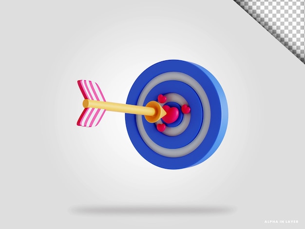 Valentine love target 3d render illustration isolated