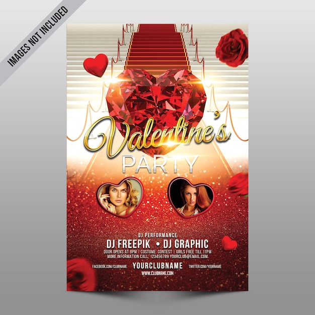 PSD valentine party flyer mockup