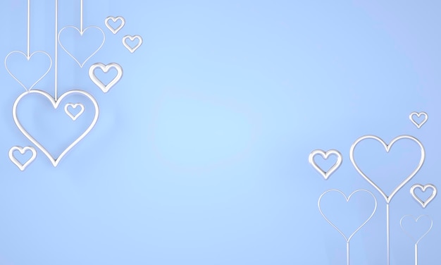 Valentine's Day background with hearts. 3d rendering.