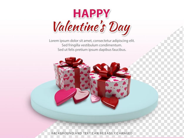 Valentine's day banner background template with podium