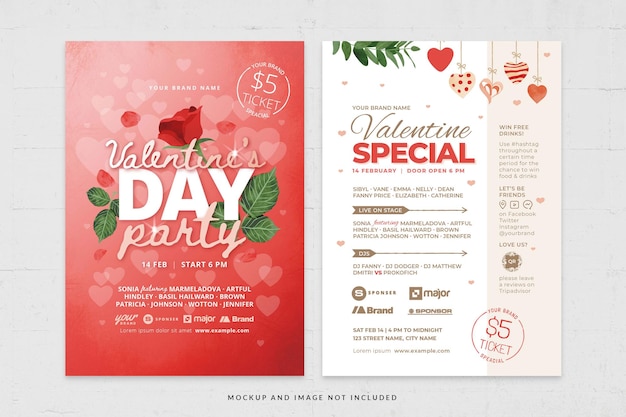 Valentine's Day Dinner Menu Layout Template in Vector