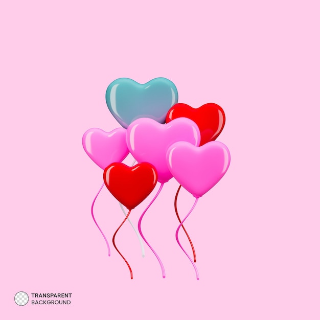 Valentine's Day Heart shape Floating Balloon Icon Isolated 3d Render illustration