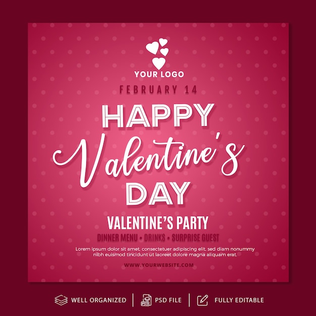 Valentine's Day Instagram Post and Banner Template