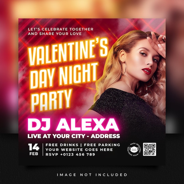 valentine's day party flyer social media post and web banner template