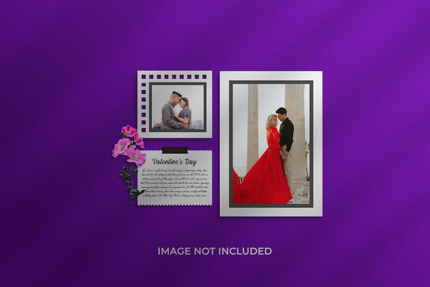 valentine's day Photo Minimalist Frame Mockup Paper Effect Photoshop Psd File