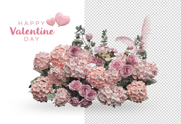 Valentine's day roses flowers decoration mockup design