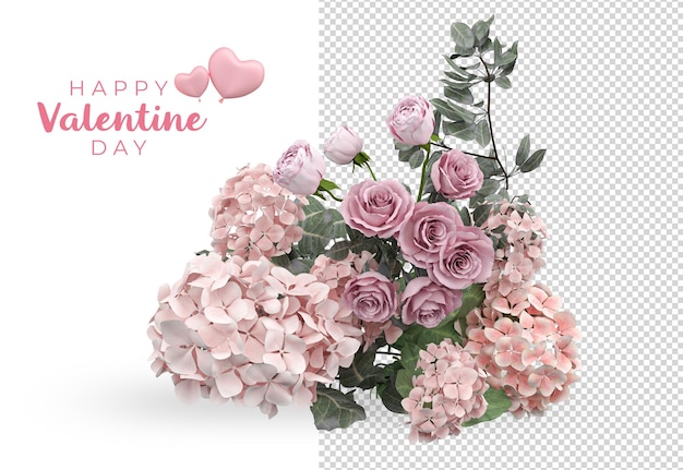 Valentine's day roses flowers decoration mockup design