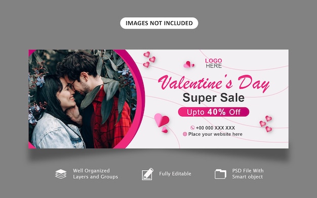 Valentine's day social media cover and web banner template