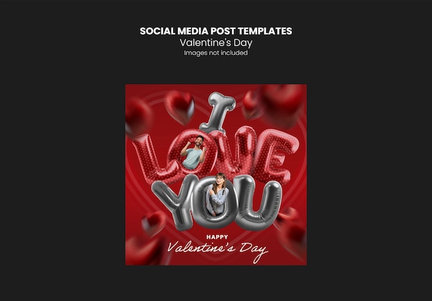 Valentine's Day social media story post I love you red foil balloon